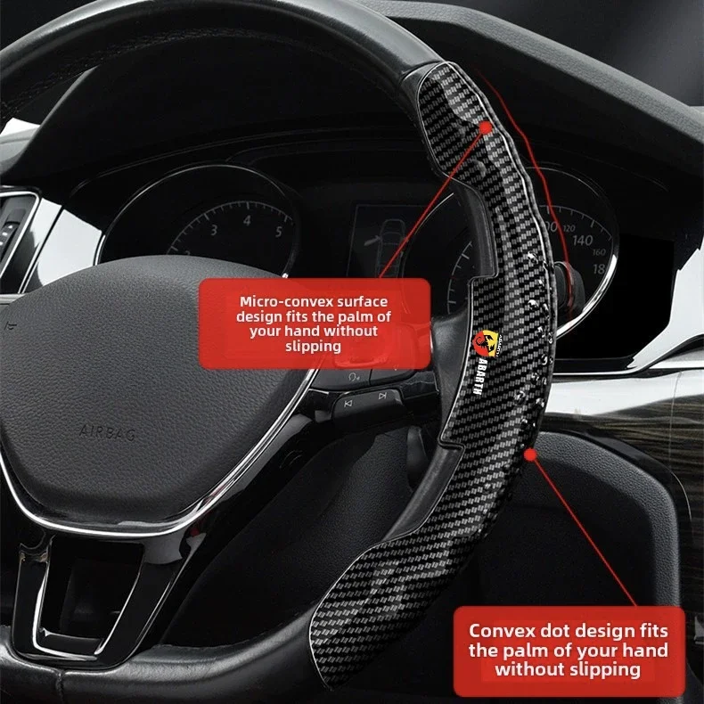 

Carbon Fiber Car Steering Non-Slip Steering Wheel Cover For abarth 695 595 500 competizione 124 Spider PUNTO