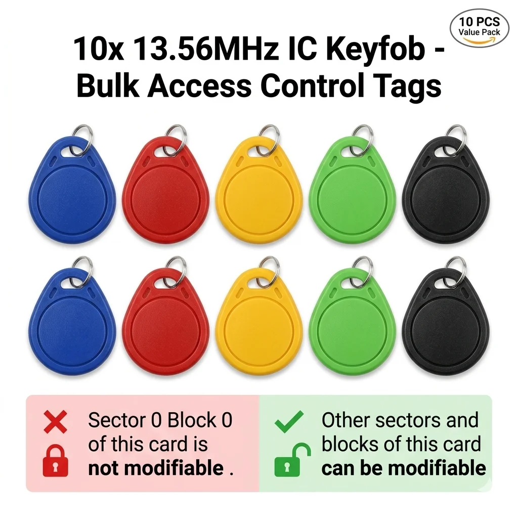 10pcs 13.56MHz NFC RFID Keyfob MF 1K S50 IC Tag Waterproof ABS Keychain Hotel Apartment Door Access Control System