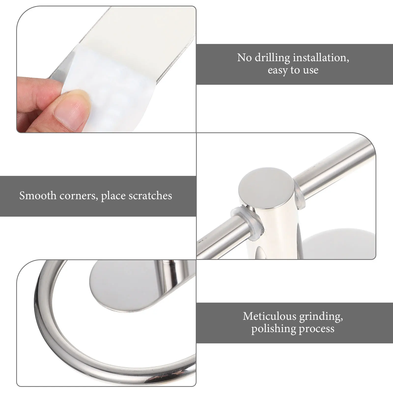 

Stainless Steel Towel Ring Simple Hook Black Storage St Wall Mounted Bathroom Kitchen Space Saving Home Supply