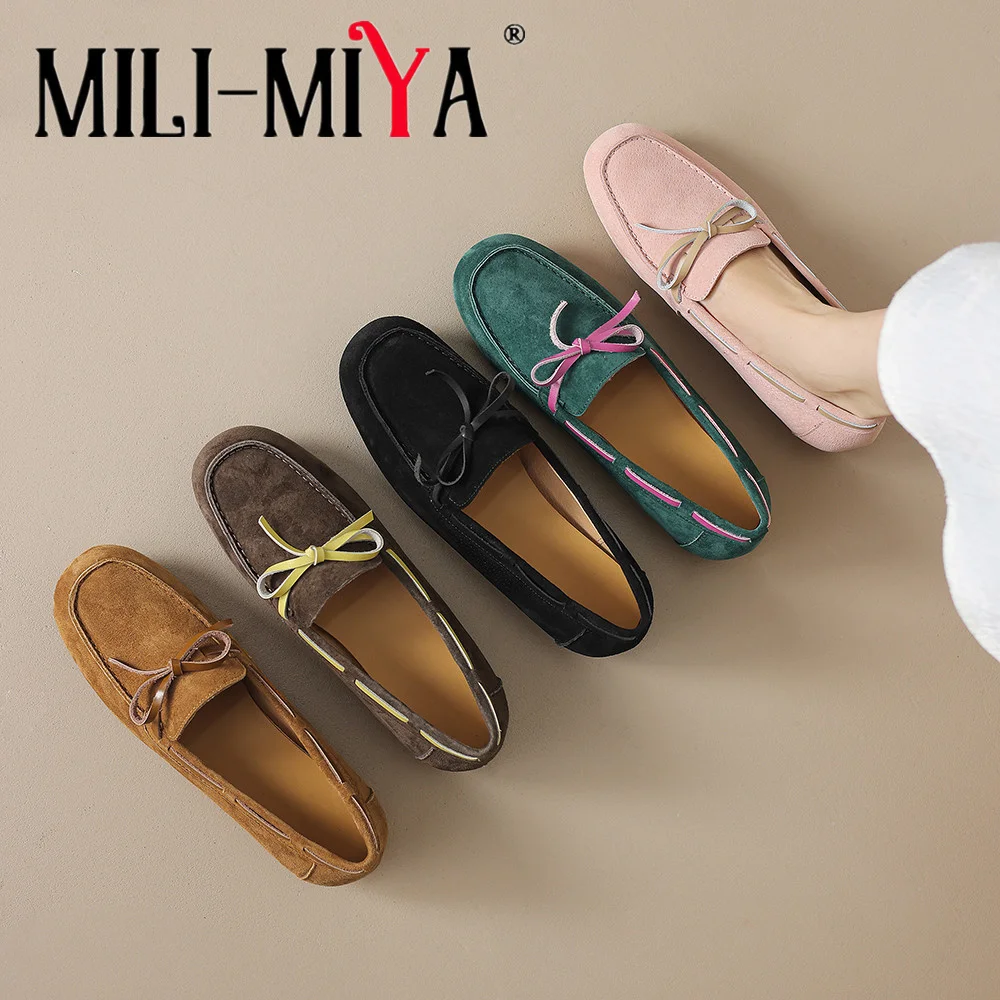 MILI-MIYA Classical Simplicity Women Round Head Flat Heels Spring Autumn New Faux Suede Anti-slip Wear-Resistant Casual Shoes