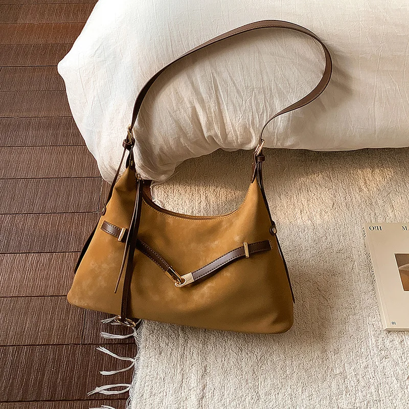 

2025 Women's Vintage Underarm Bag, Genuine Leather Multi-way Shoulder Crossbody Purse, Retro Chic Handbag for Daily Commute