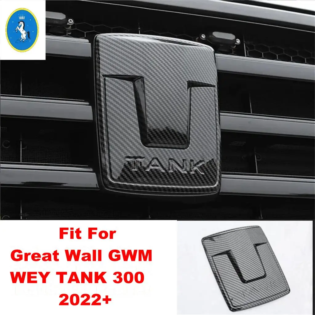 

Car Front Grille head Logo Cover Frame Panel Trim Fit For Great Wall GWM WEY TANK 300 2022 2023 Matte Black Exterior Accessories