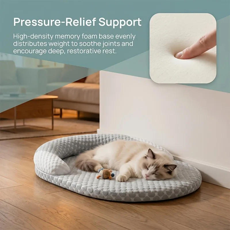 Orthopedic Cooling Dog Bed, Breathable Summer Pet Bed, Raised Edge, Soft Washable Dog Mattress, Suitable for Small, Medium, Larg