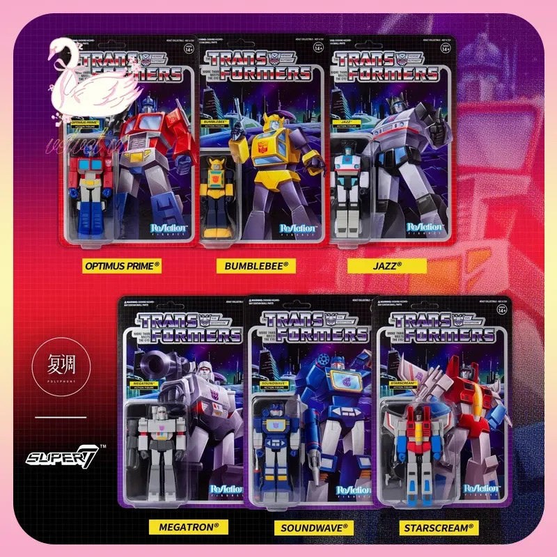 

Оригинальные фигурки Super 7 Transformers ReAction, Волна 1: Оптимус Прайм, Мегатрон, Бамблби. Коллекционные модели, игрушки, подарки для мальчиков.