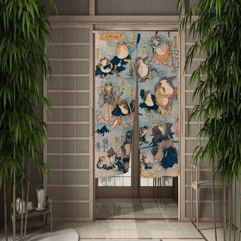 Japanese Ukiyo-e Painting Door Curtain Dining Door Decor Curtain Partition Curtain Drape Kitchen Entrance Hanging Half-Curtain