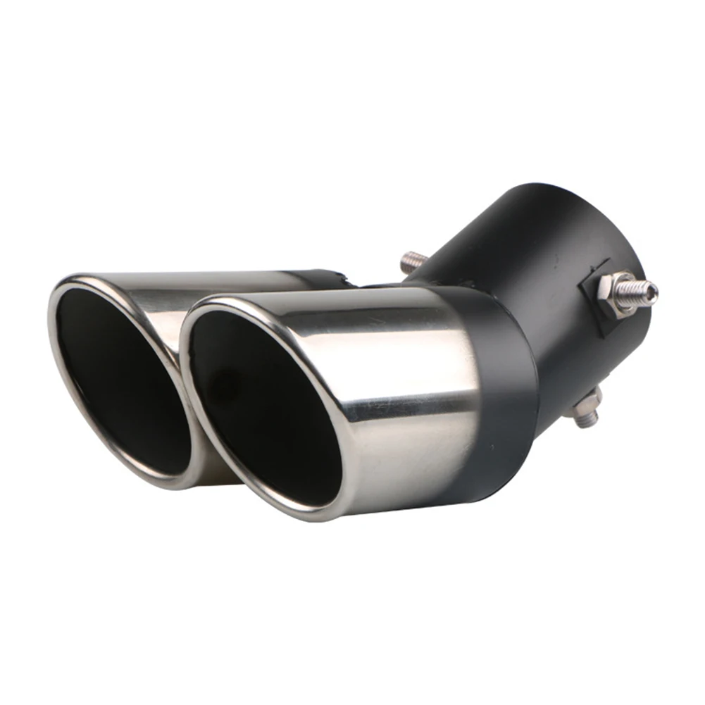 

Car Exhaust Muffler Tip Stainless Steel Exhaust Tailpipe Tip Dual Outlet Rear Exhaust Pipe Car Round Accessories