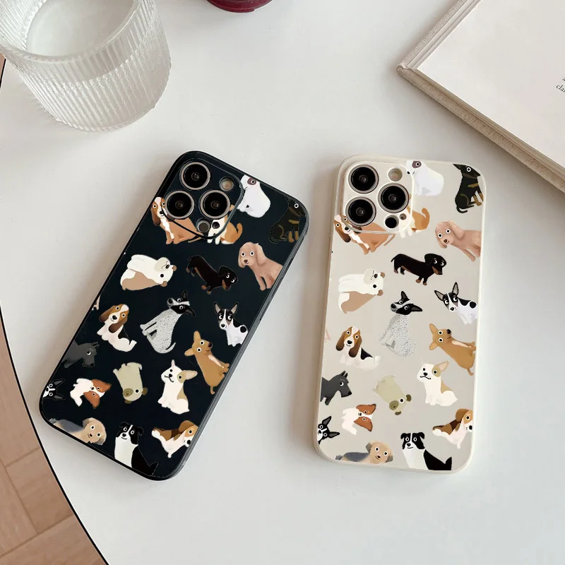 Hot Cute Cartoon Corgi Dog Case For Iphone 11 12 Mini 13 14 15 Pro Max Liquid Silicone Soft 7 Plus X XR XS Max Shockproof Cover