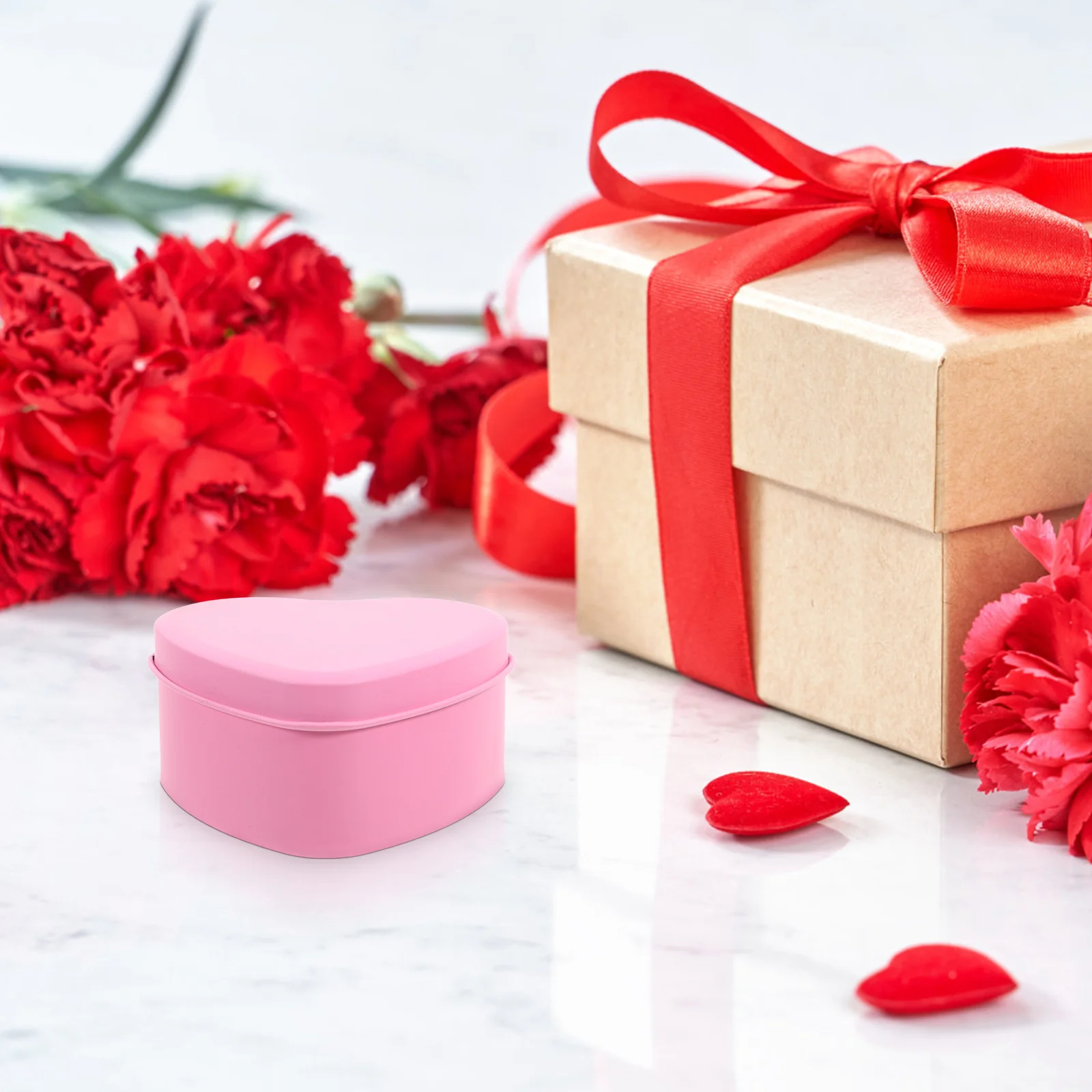 

4Pcs Heart Tinplate Wedding Candy Boxes Romantic Treat Storage Box Candy Packaging Box Valentines Day Gift Boxes