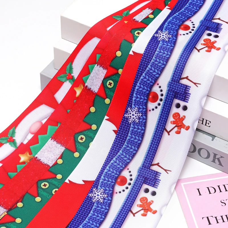 DIY Cartoon Merry Christmas Printed Grosgrain Ribbon For Craft Supplies Sewing Accessories 5 Yards. 86928