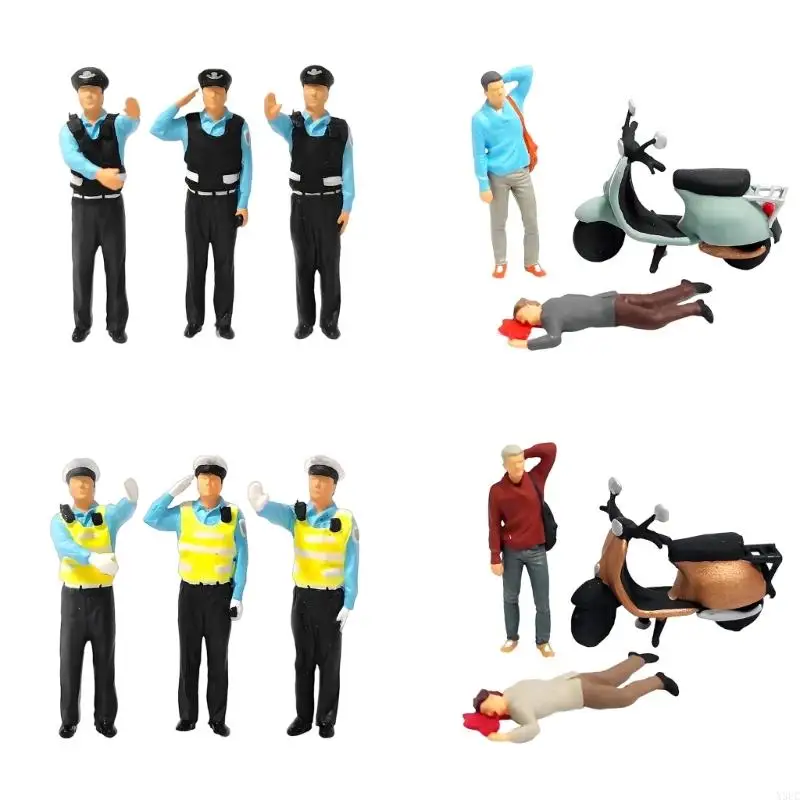 1/64 Detailed Resin Miniature Figures Of Cop Checking Drunk Driving X3UC
