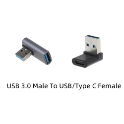 10Gbps USB High Speed Data Transfer Adapter 90 Degree USB 3.0 Male to USB/Type C Female Adapter Data Transmission For Laptop PC