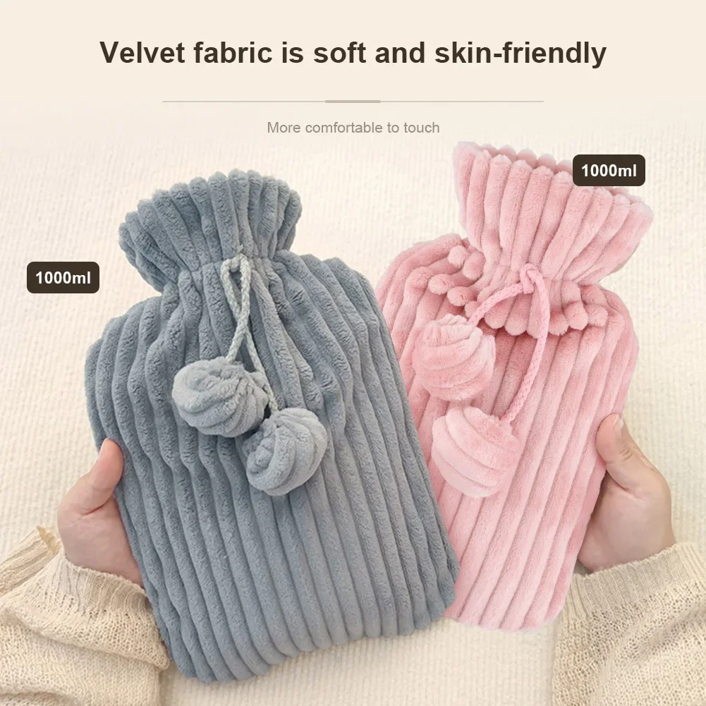 1000-2000ml Warm Water Bag Water-filling Hot Water Bag Cover Female Belly Hand Feet Keeping Warm Hand Warmer Hot Water Bottle Fo