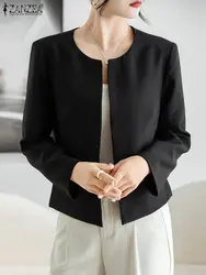 2023 ZANZEA Women Cardigan Korean Fashion Long Sleeve Open Front Blouse Autumn Casual OL Work Blazer Suits Solid Thin Outwear