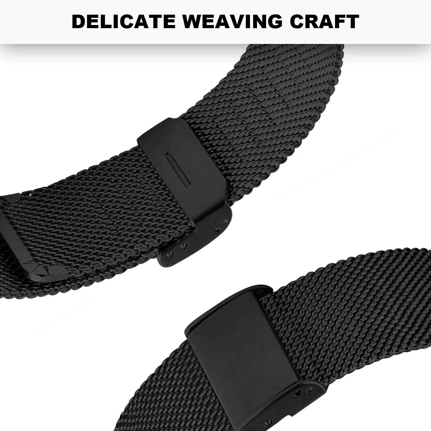Für Huami Amazfit T-Rex Pro A1918 Uhrenarmband Mesh Edelstahlband mit Schnalle – Schwarz