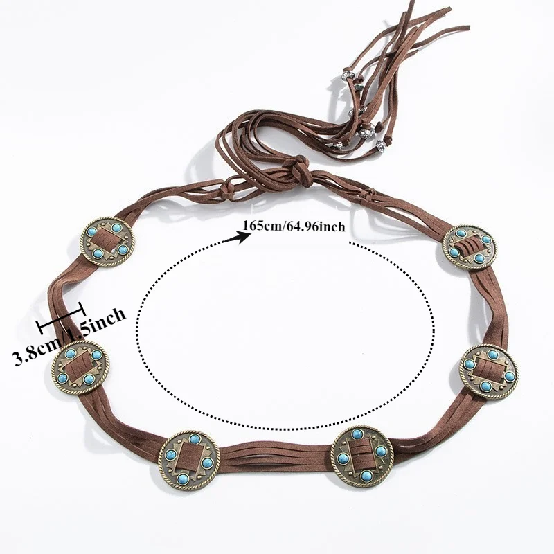 Trendy High-End Bohemian Retro Ethnic-Style Belt Exquisitely Inlaid Versatile Waist Chain  Trendy Niche Women’s Belt for Jeans