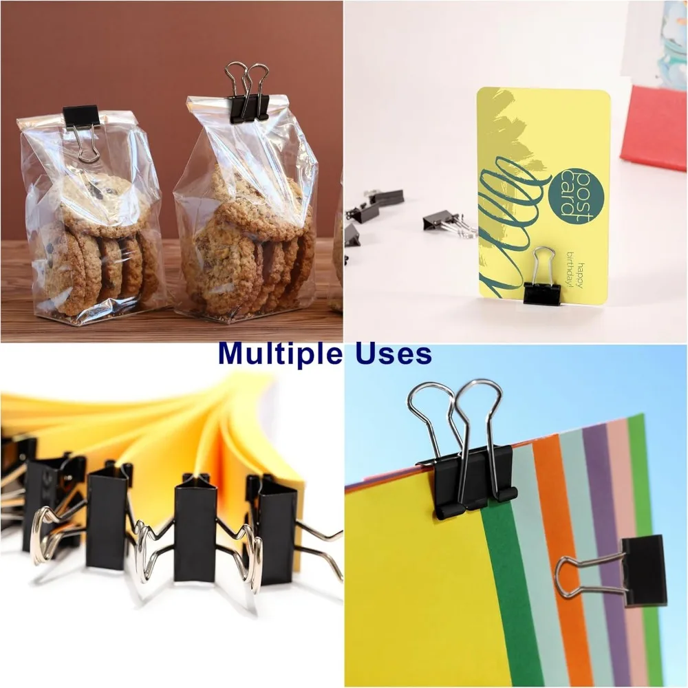 120 Pcs Mini Binder Clips, Small Binder Clips Black, 15mm Paper Clips for Office