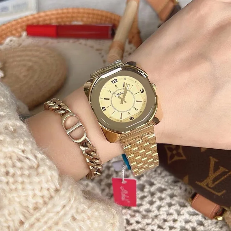 여성용 쿼츠 시계, 우아한 자동 방수 사각 스틸 벨트, 심플 트렌드 클래식 시계, 생일 선물, 신제품
