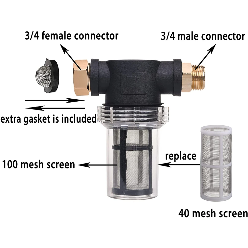 Garden Hose Filter, Sediment Filter Attachment for Pressure Washer Inlet Water, Inline Water Filter for Garden Hose