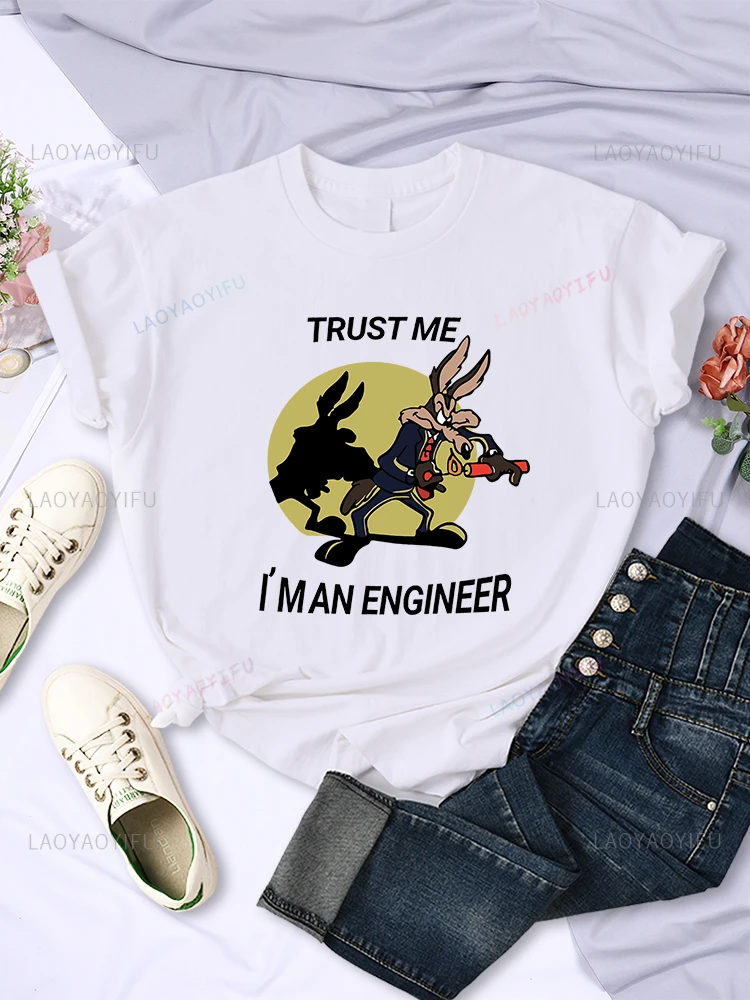 Trust Me I'm An Engineer Printed Female Tee Personality Casual Funny Tops All-math Breathable Womens Unique O-neck Short Sleeve