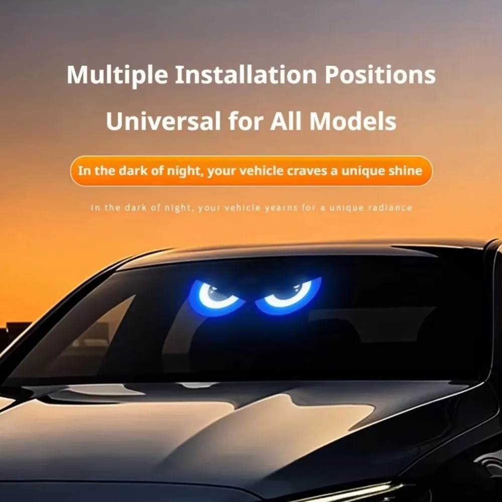 Wireless Car Cat Eye Ambient Light USB-C Rechargeable Suction Cup Mount LED Window Light Flashing Light Effects