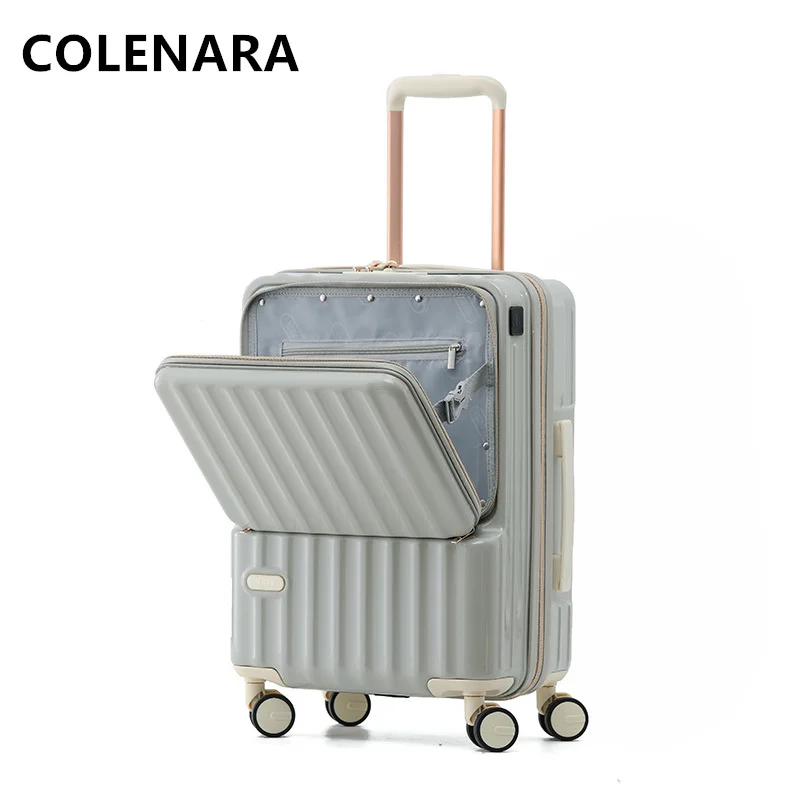 Imagem -05 - Colenara-mala de Cabine com Carregamento Usb Trolley Case Abertura Frontal Laptop Boarding Case Leve Password Box 20 24