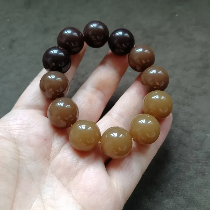 Agate gradient sugar color outside Montana material men's natural bracelet men's bracelet men rope beads size 18MM