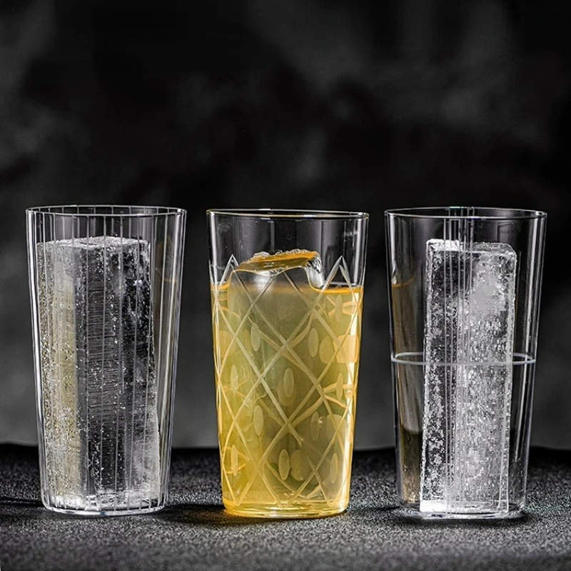 Japanese Style Engraved Cocktail Glasses Cups Transparent Colin Cup Long Drinking Cups Thin Bubble Glass Highball Glass Cup