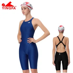 YINGFA 925 FINA Sharkskin One Piece Swimsuit Knee Length Racing Swimsuit Female Swimming Women Professional Sporty Swimwear