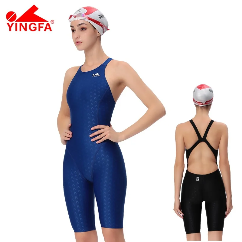 YINGFA 925 FINA Sharkskin One Piece Swimsuit Knee Length Racing Swimsuit Female Swimming Women Professional Sporty Swimwear