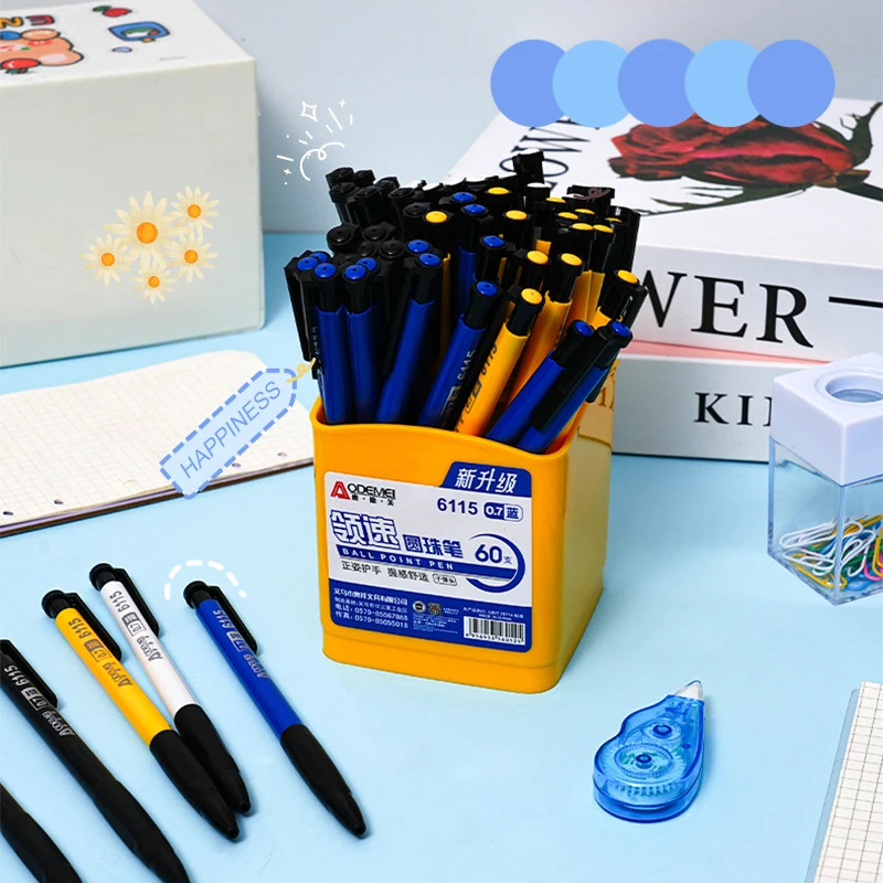 

Simple ballpoint pen 0.7mm push ballpoint pen writing pen multi-color medium oil pen student blue pen