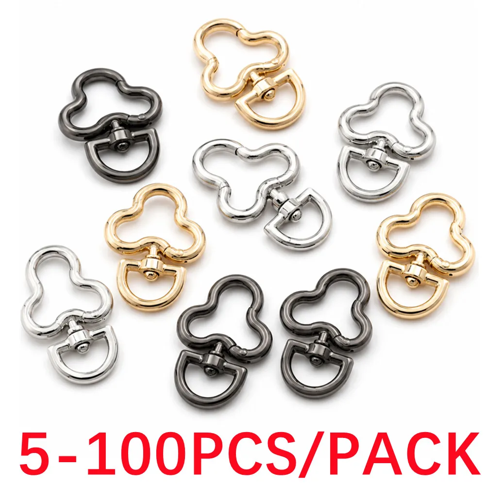 5/50/100pcs Flower Shape Rotation Alloy Lobster Spring Clasps Openable Key Ring Love Hook Carabiner Connector Chain Buckles DIY