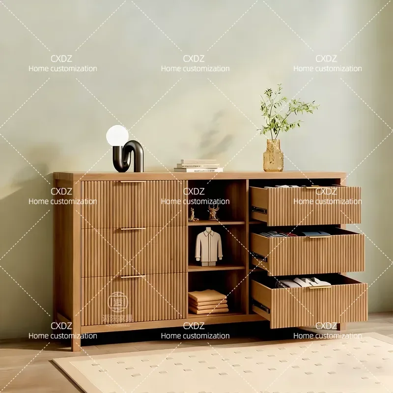 New Chinese Style Ash Wood Dining Side Cabinet Home Improvement Living Room Entrance Wall Foyer Zen Tea Room Storage