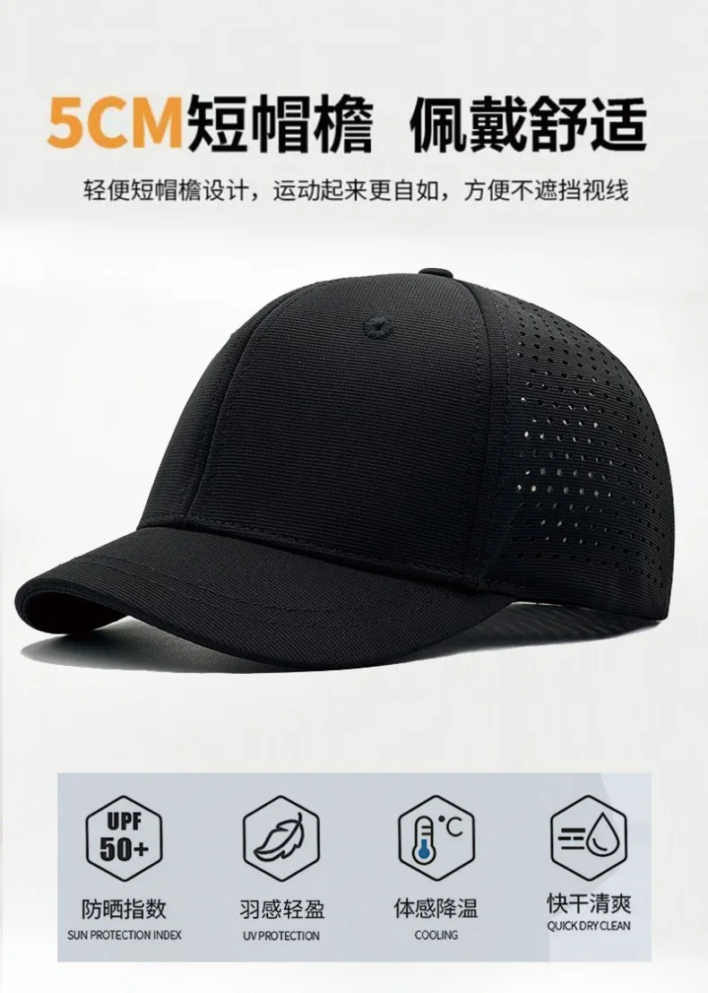 Marke Oohmy 5 cm Baseballkappen mit kurzer Krempe, großer Kopf und kleiner Kopf für Männer und Frauen, Trucker-Mütze mit Netzrücken, kurz, BillQuick Dry – Detail 1