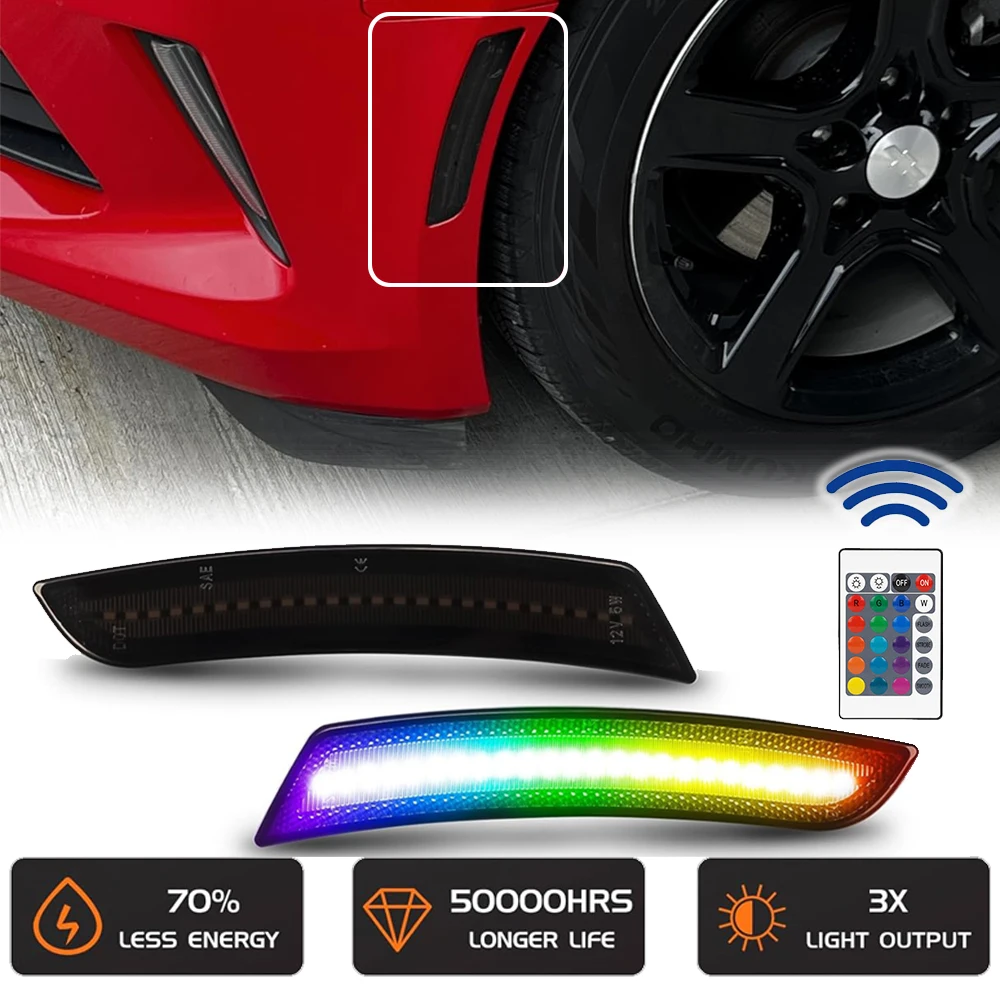 

Комплект из 4 светодиодных RGB-фонарей для передних и задних крыльев (боковые габаритные огни) для Chevrolet Camaro LS LT SS ZL1, Cadillac CTS ATS – Стайлинг для автомобиля