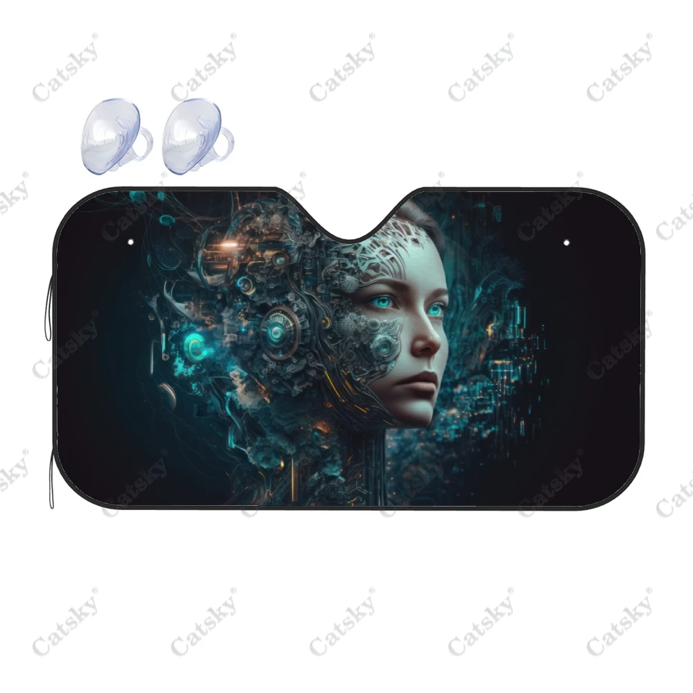 Ai Human Technology Art Car Windshield Sunshade, Front Auto Cars Sun Shade Blocks Uv Rays Sun-Visor Protector