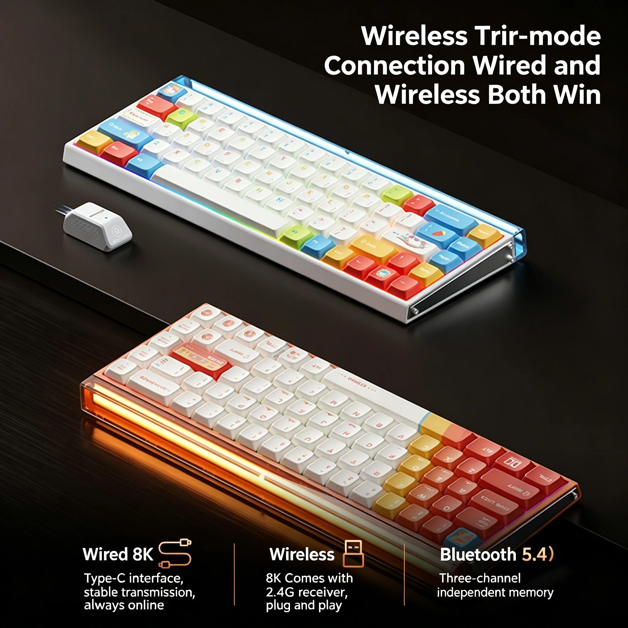 AULA HERO68 Mini Air Magnetic Switch Keyboard Tri-Model 0.005mm RT Dual 8K Low Latency 68 Keys RGB Wireless Gaming Keyboard