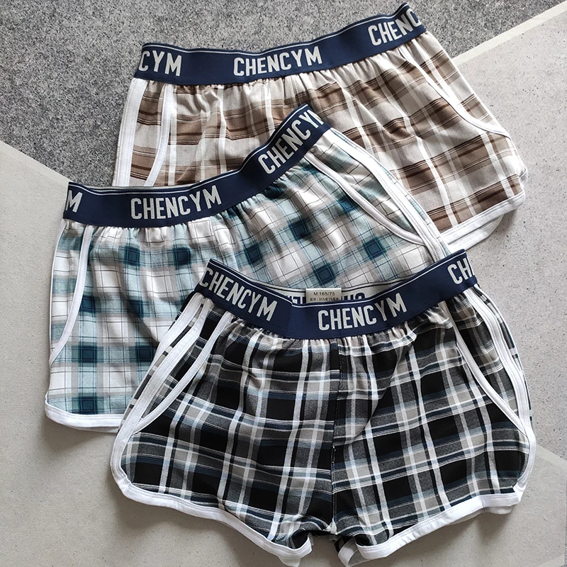 

Men Plaid Design Boxer Shorts Pure Cotton Underwear Man Plus Size Boxershorts Soft Seamless Breathable Male Relax Fit Panties