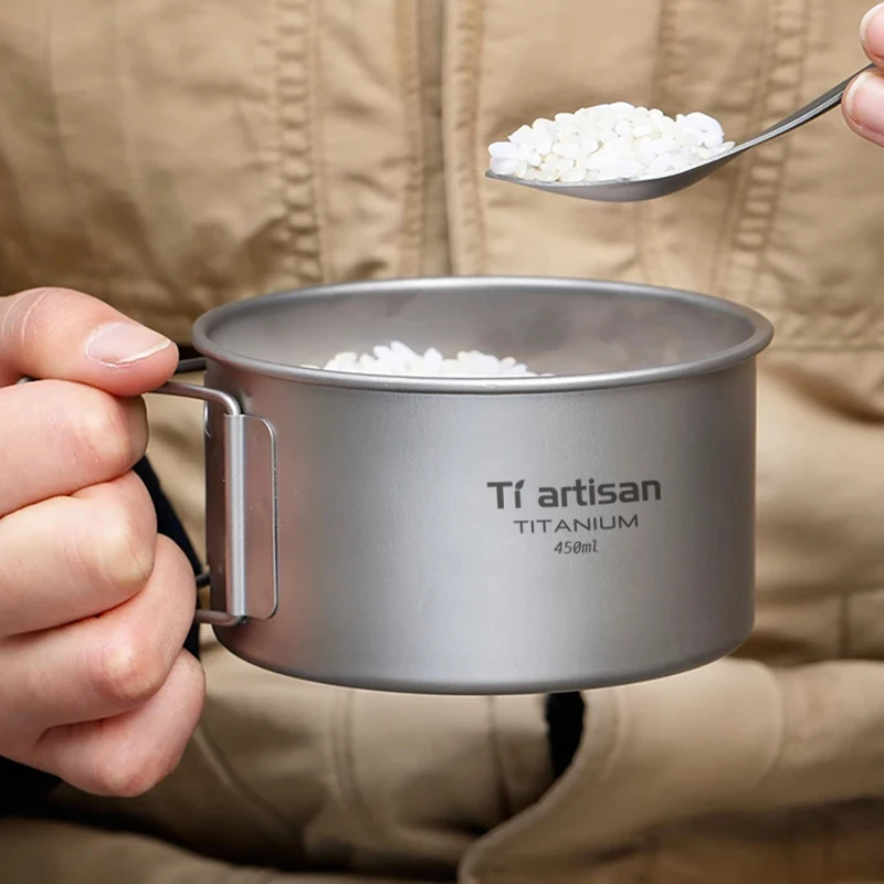 

Складная титановая миска Tiartisan с ручкой для кемпинга, для еды, супа, легкая посуда для пикников на природе