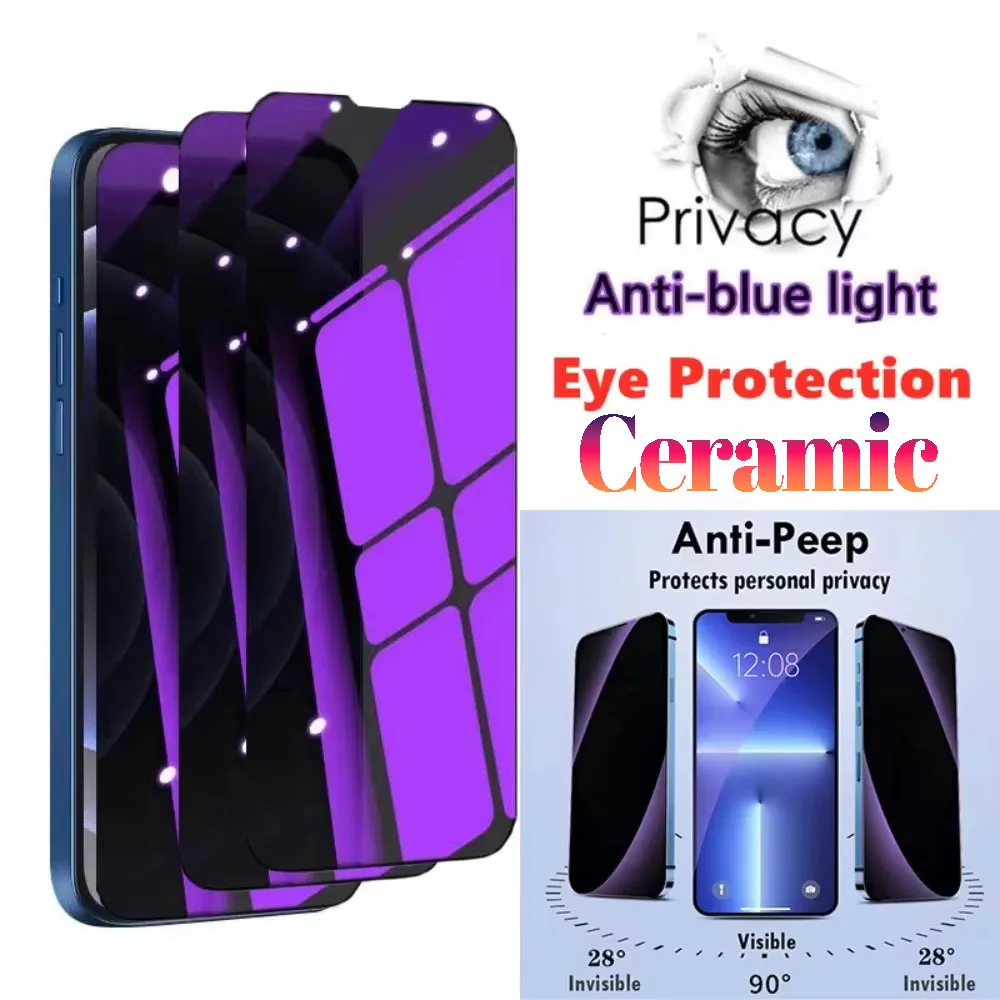 1-5 Pcs Anti Blue Light Privacy Ceramic Soft Film For iPhone 18 17 15 16 14 13 Pro Max Eye Protection Clear Screen Protector ﻿