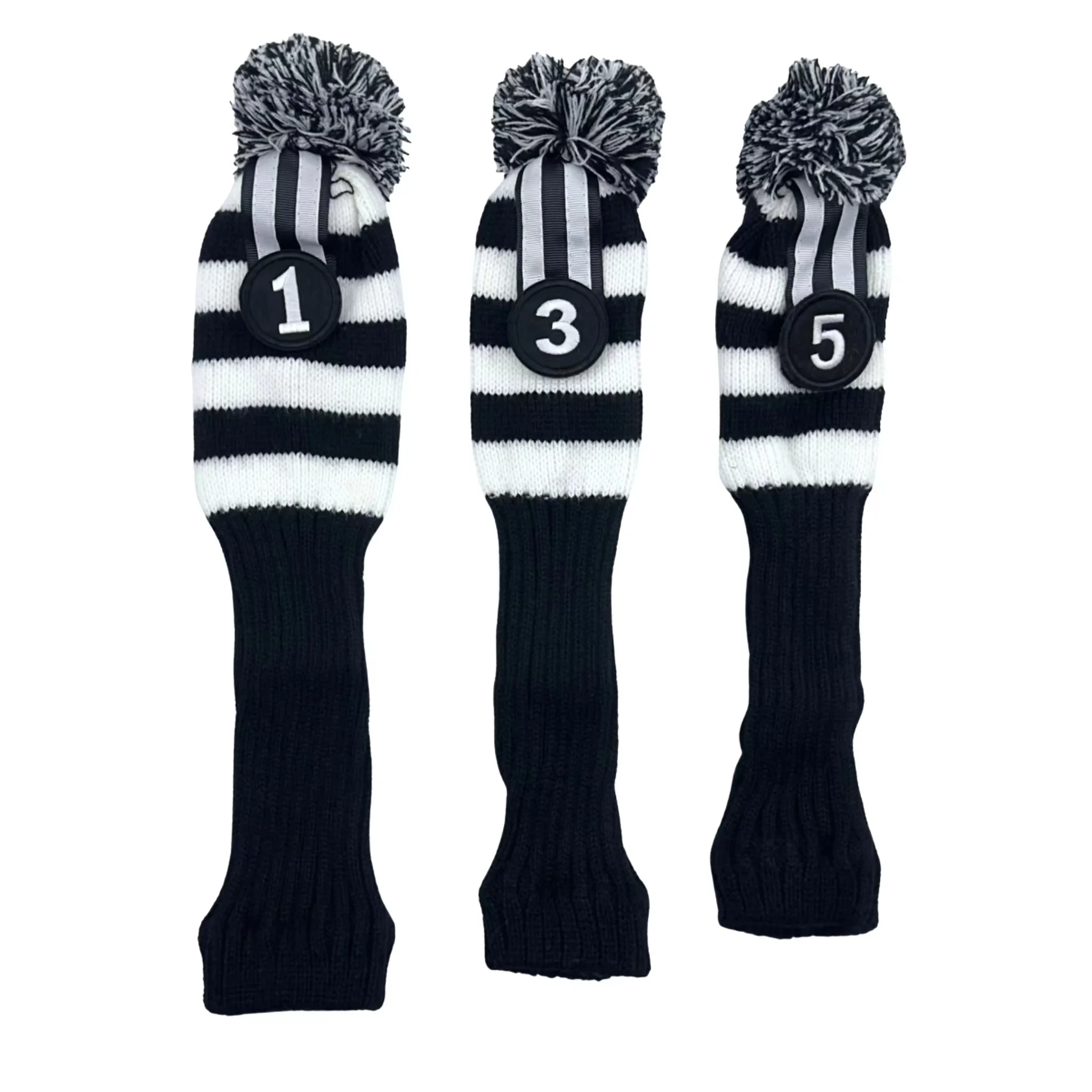 3 Pcs/set Golf Black White Pattern clubs Head cover Knitted Hybrid UT Driver Fairway Wood 1 3 5 Wood Knitting Cover