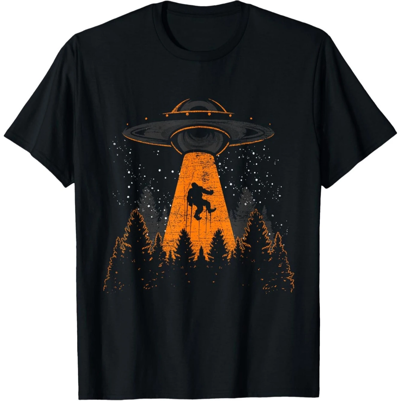 

Sasquatch & UFO Graphic T-Shirt 100% Cotton O-Neck Short Sleeve Summer Casual Mens T-shirt Streetwear