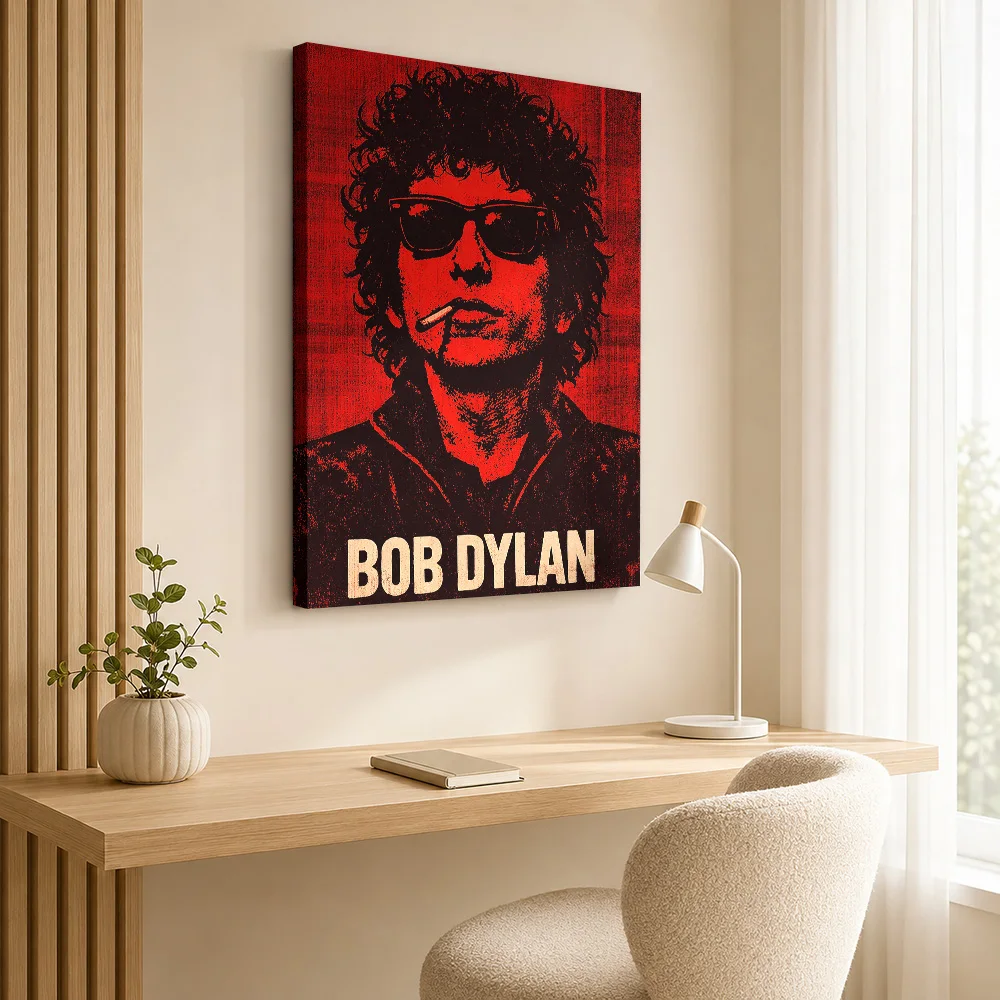 Bob Dylan Smoking Portrait Canvas Painting Poster Customized Photo Retro Music Wall Art for Studio Bedroom Decor Ready to Hang