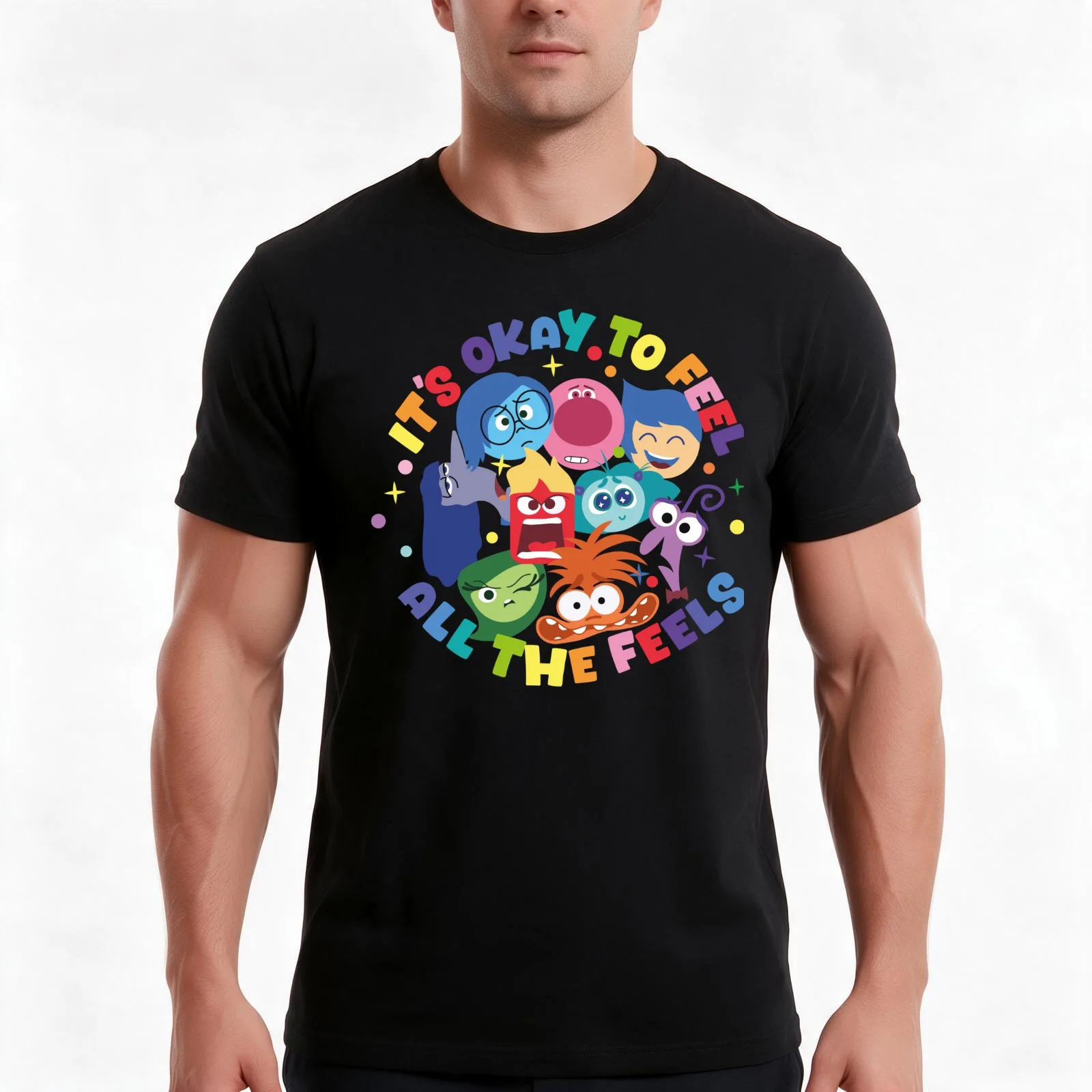 It's Okay To Feel All The Feels T-Shirt, Summer Casual Cotton Tee, Oversized Streetwear Tops, Vintage Graphic Print, 100% Cotton
