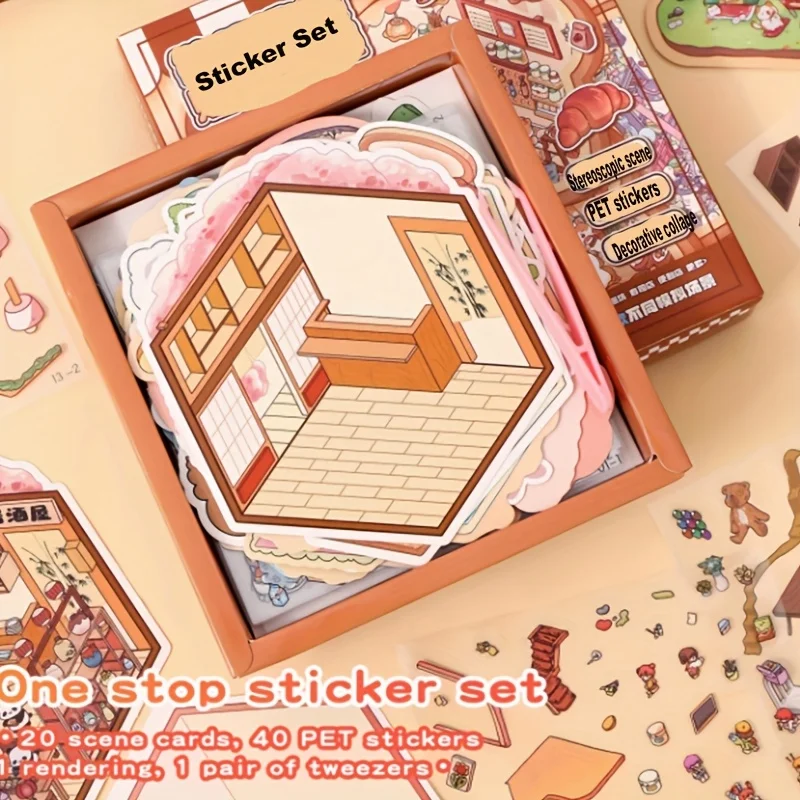 تتضمن المجموعة المكونة من 61 قطعة بطاقة مشهد و40 ملصقًا وزوج واحد من الملقط. تتميز بملصقات مشهد صغيرة ثلاثية الأبعاد، مصنوعة يدويًا #4