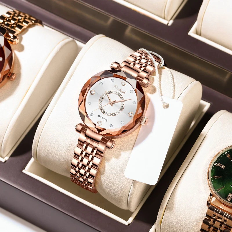 2025 Women Bracelet Watch Luxury Brand Top Rhinestone Elegant Ladies Watches Gold Clock Wrist Watches for Women Relogio Feminino