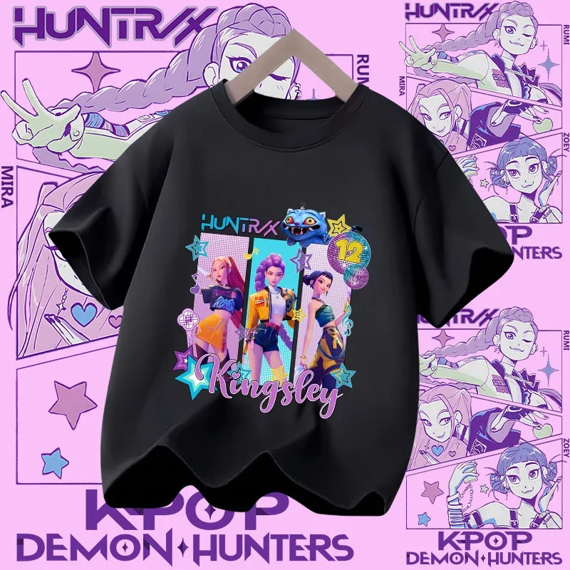 Kpop Demon Hunters Parent Child Halloween Kpop Demon Hunters TShirt Harajuku Casual Fashion Cotton Kid's Tshirt Cosplay Clothing image 3