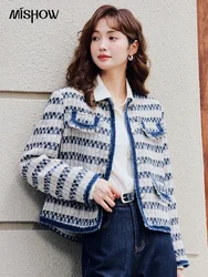 MISHOW Fashion Tweed Jacket for Women Luxury French Striped Coat Autumn Winter Retro Elegant Office Lady Woolen Top MXC51W0152