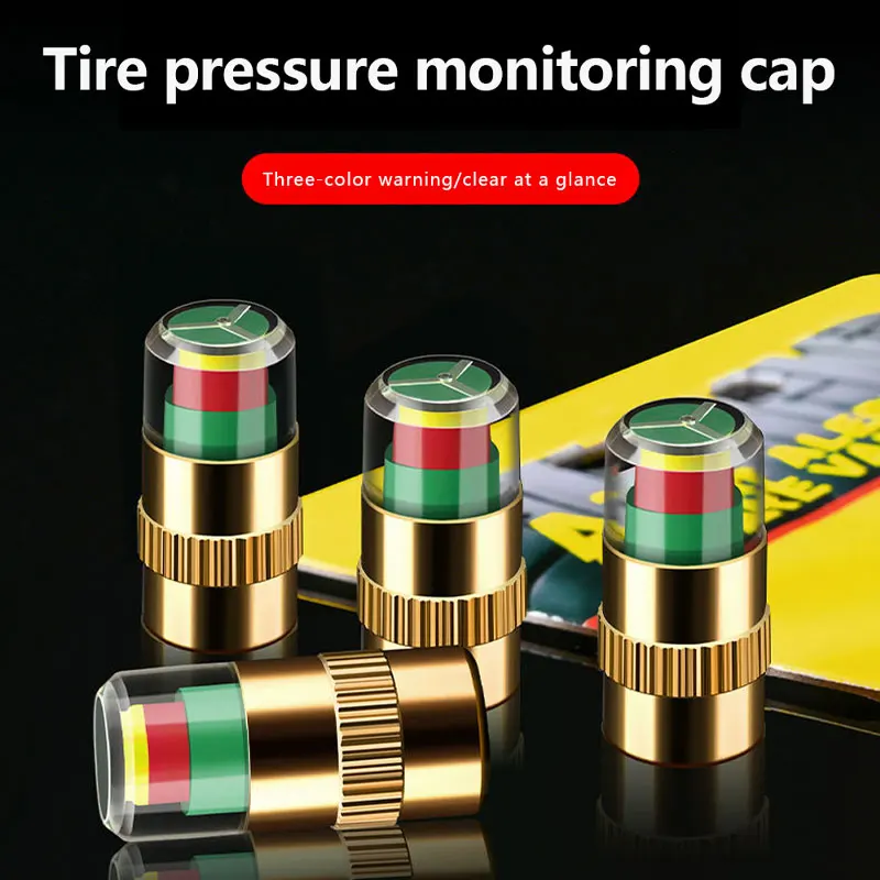 4/8Pcs Car Tire Pressure Monitor Valve Caps Eye Remind Gauge Sensor Indicator Tools Air Valve Caps Spanner + Nut For Trucks Suvs