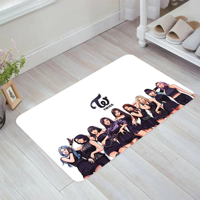 Kpop TWICE Floor Mat Carpet Entrance of House Carpets Balcony Aesthetic Room Decoration Kitchen Rug Home Rugs Foot Doormat Door