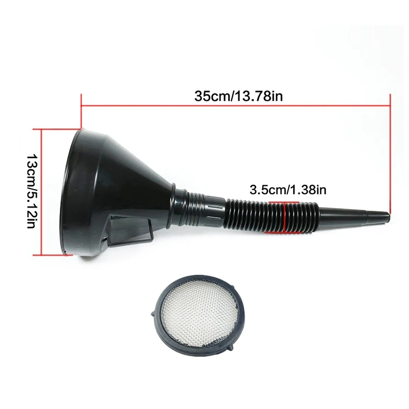 5개입 자동차용 플라스틱 깔때기 세트 넓은 입구 연료 및 오일 다용도 유연한 직각 깔때기 물 냉각제 및 엔진용